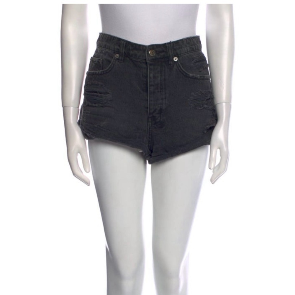 Ksubi High Waist Black Denim Shorts Distressed Style